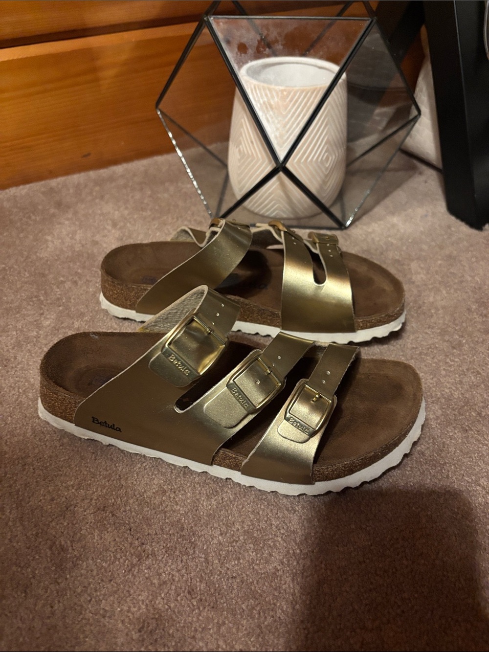 Birks Gold Triple-Buckle Women’s Slide Sandals by